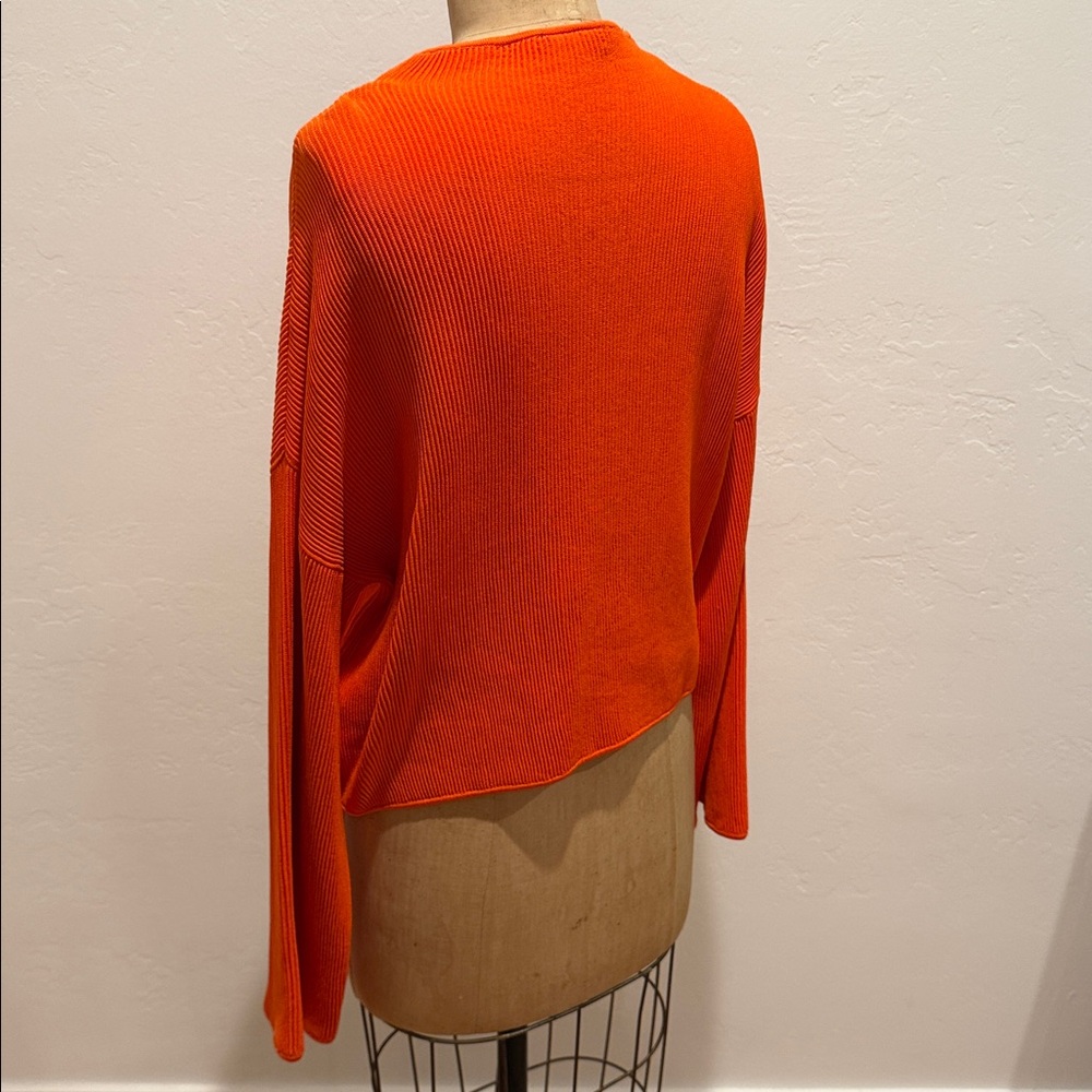 Orange Ribbed Women's Top - Picture 3 of 5